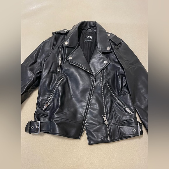 Zara Buckled Leather Jacket - Picture 1 of 11